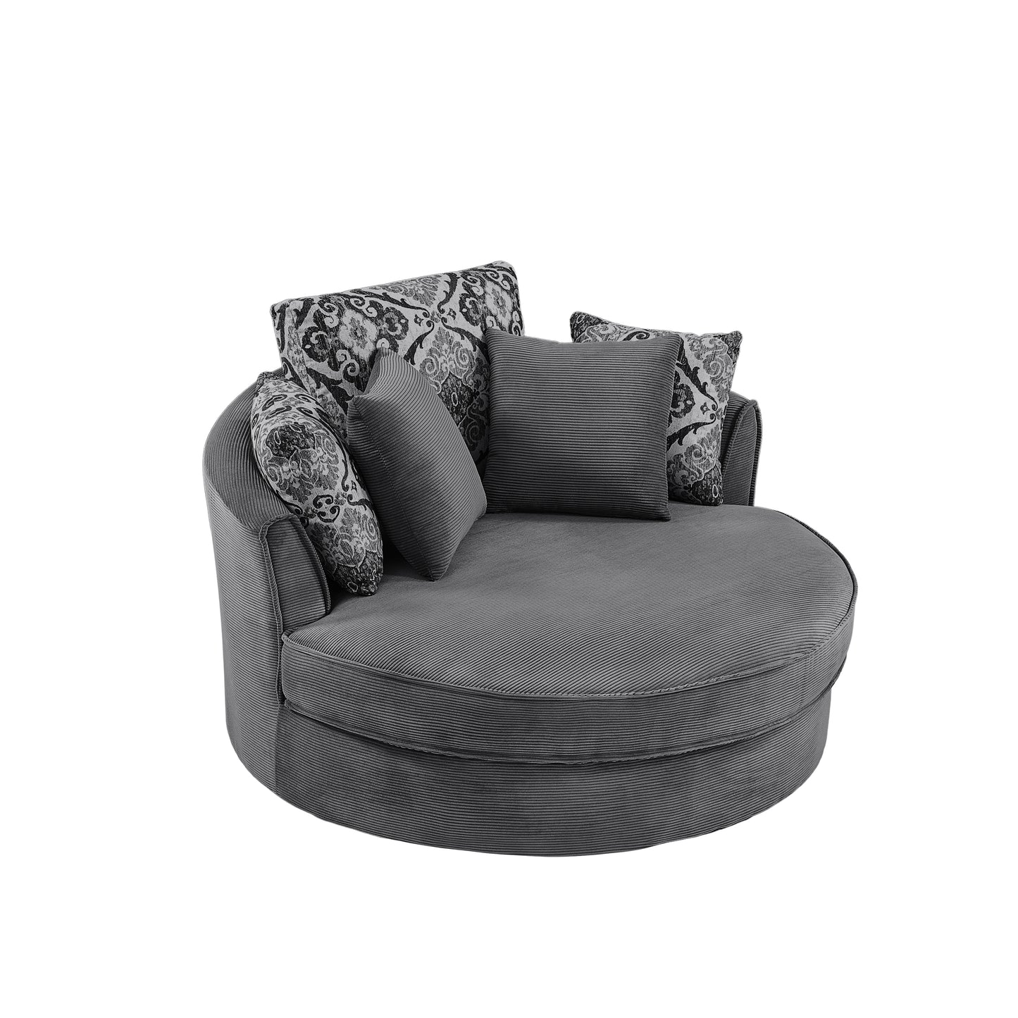 Swivel Accent Barrel Chair with 5 Movable Pillow 360 Degree Swivel Round Sofa Chair for Living Room,Bedroom, Hotel(Old SKU:WF315766AAE), Grey