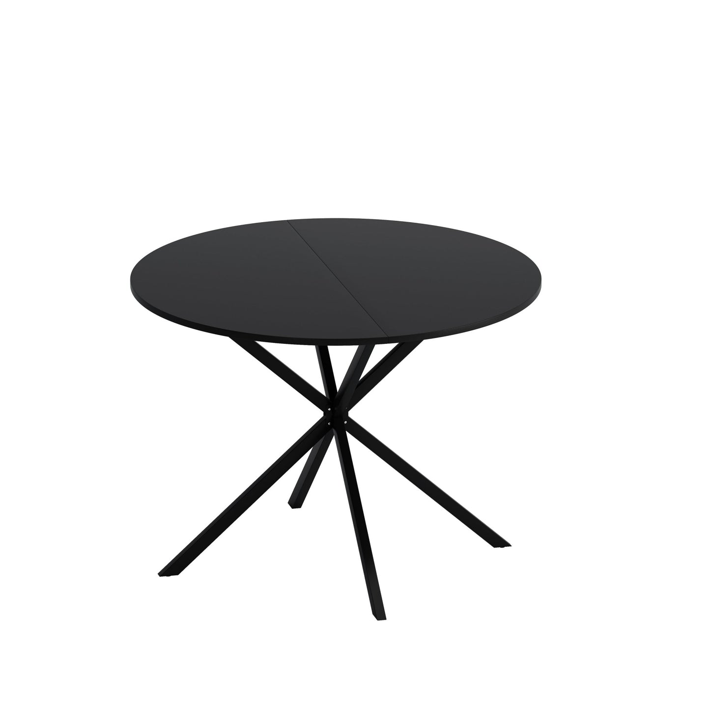 42.13'' Modern Cross Leg Round Dining Table, Black Top Occasional Table, Two Piece Removable Top, Matte Finish Iron Legs - Groovy Boardz