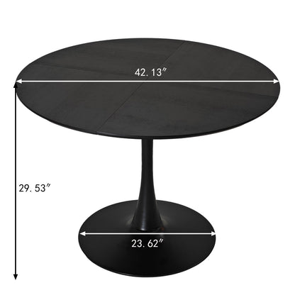 42.13"Modern Round Dining Table,Four Patchwork Tabletops with Black Solid Wood Veneer Table Top,Metal Base Dining Table, End Table Leisure Coffee Table - Groovy Boardz