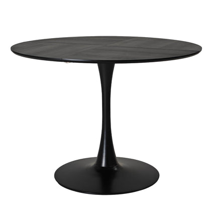 42.13"Modern Round Dining Table,Four Patchwork Tabletops with Black Solid Wood Veneer Table Top,Metal Base Dining Table, End Table Leisure Coffee Table - Groovy Boardz