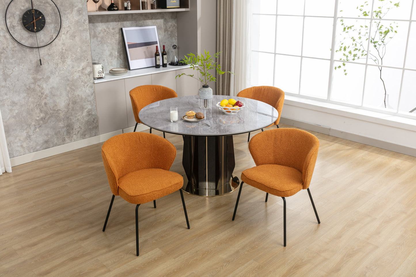 Retro Minimalist Modern Boucle Fabric Dining Chairs