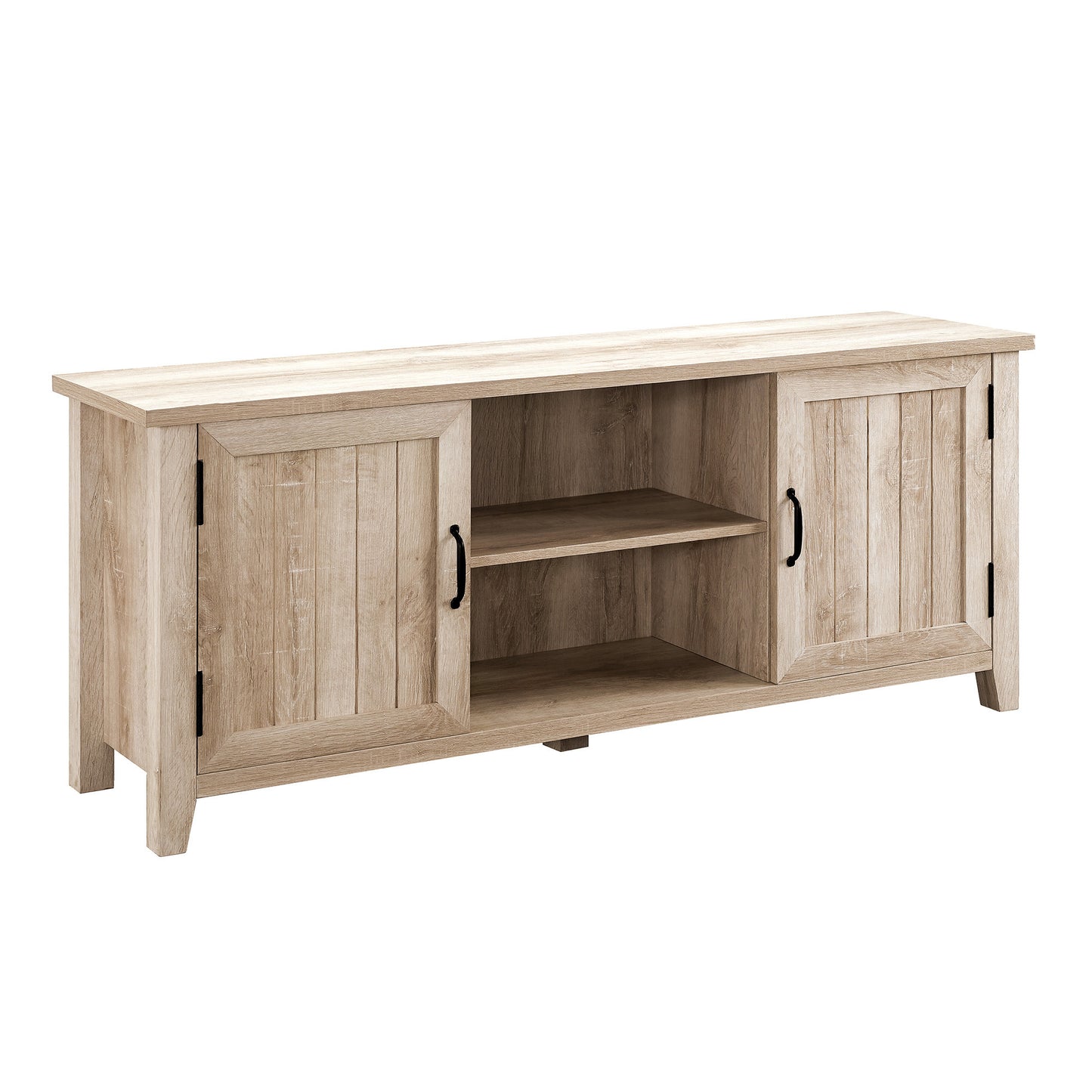 Classic Grooved-Door TV Stand for TVs up to 65" - White Oak