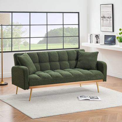 69 "green sofa bed, adjustable sofa teddy 2 throw pillows