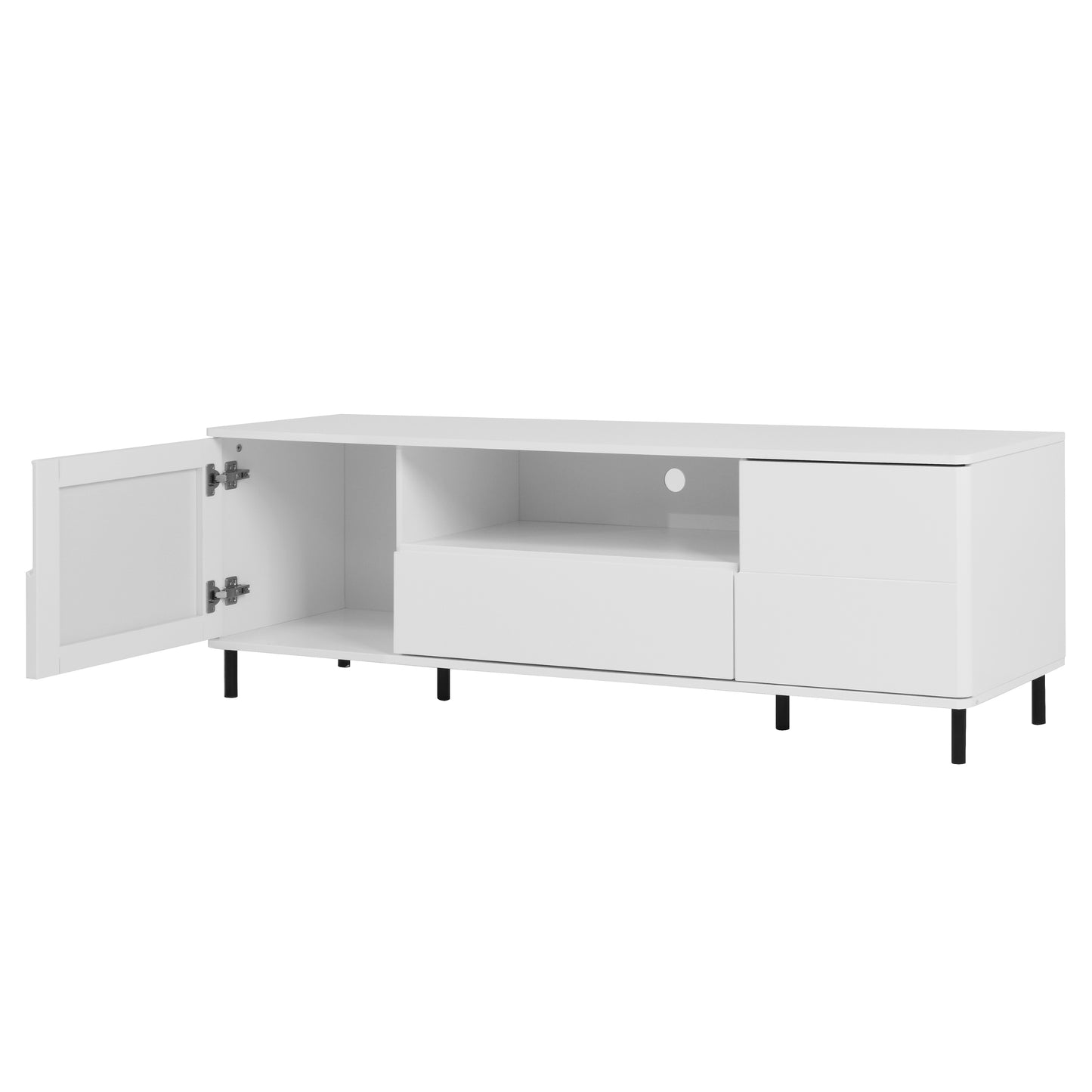 Modern TV Console, TV Stand, Entertainment Center with Storage Shelves,TV Cabinet for Living Room, Bedroom, Cloud White 63x15.74x19.68 inch