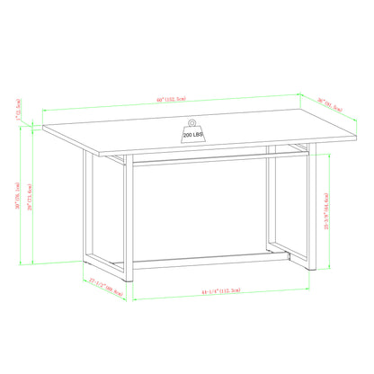 Modern Industrial Metal and Wood 10015-Inch Rectangle Dining Table – Rustic Oak