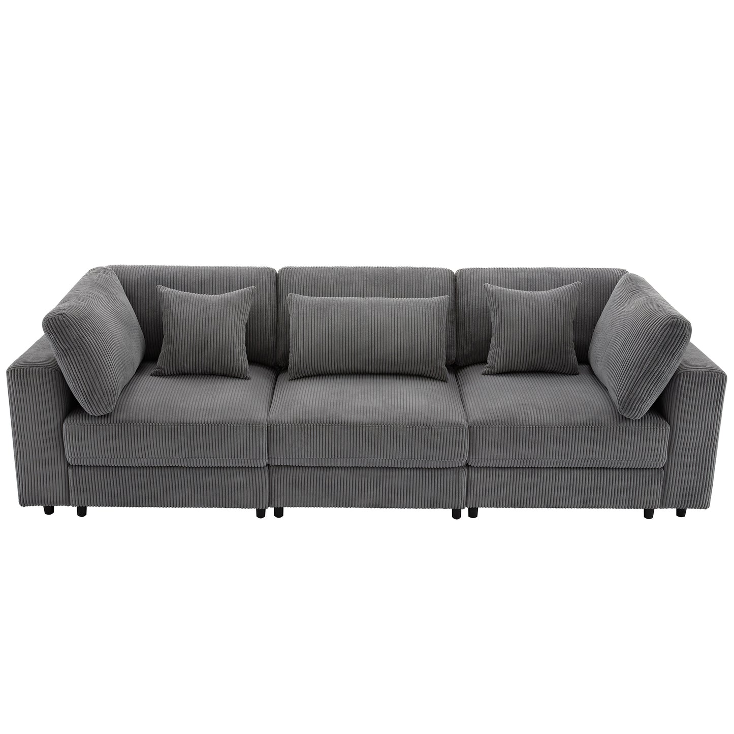 [ Video Provided]U_STYLE 105'' 3 Seater Sofa with Removable Back Cushions and 5 Pillows , for Living Room, Apartment, Spacious Space