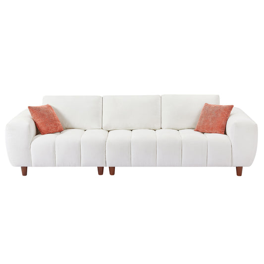 Convertible Sectional Sofa Couch, L Shaped Sofa with Fabric Couch,Modern Design Cream Style Marshmallow Sofa for Living Room and Office,White