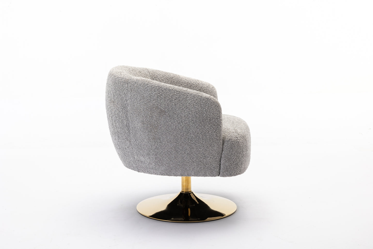 048-Chenille Fabric Accent Swivel Chair With Gold Metal Round Base,Light Gray