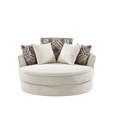 Swivel Accent Barrel Chair with 5 Movable Pillow 360 Degree Swivel Round Sofa Chair for Living Room,Bedroom, Hotel(Old SKU:WF315766AAA), Beige