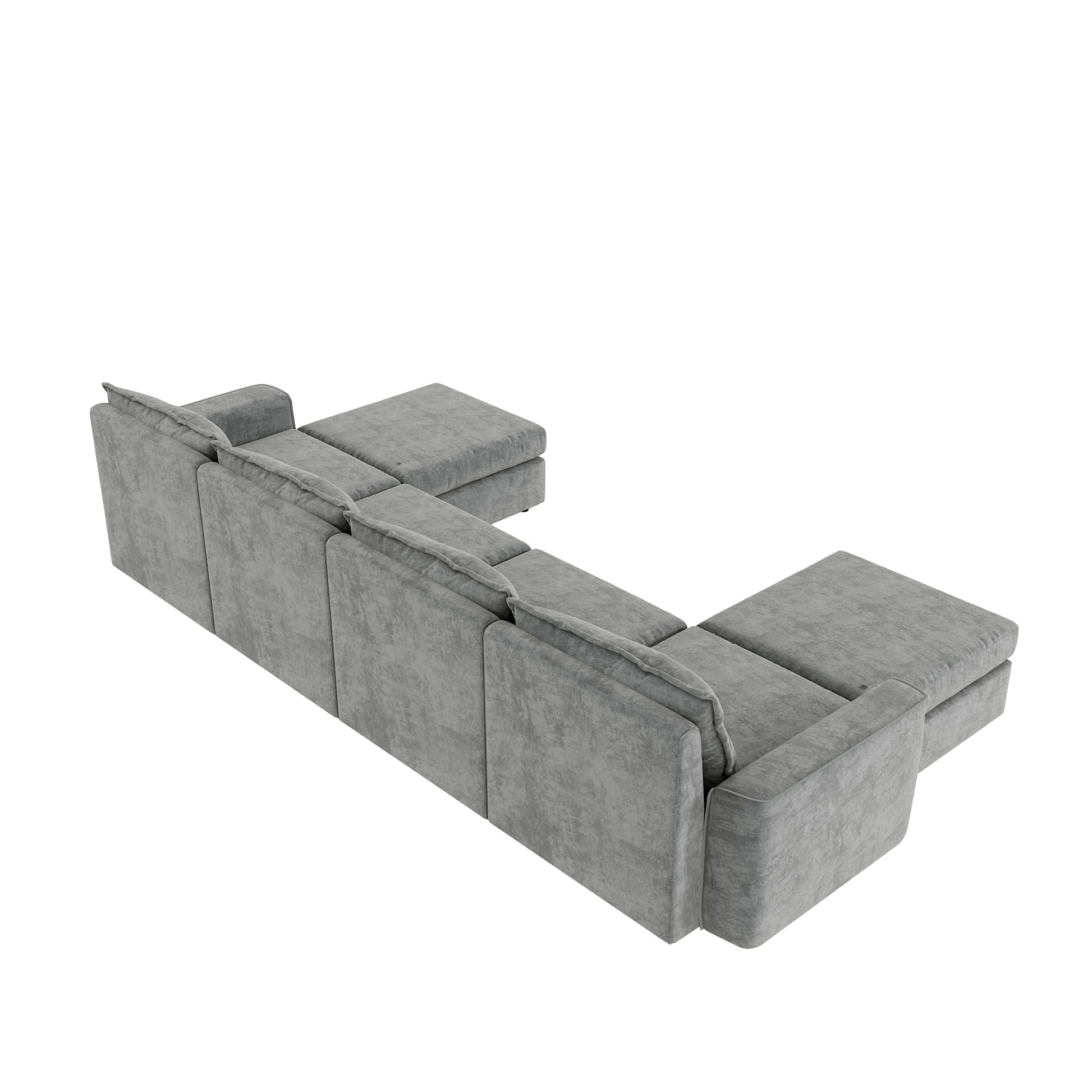 [VIDEO provided][New]115*58" Chenille Modular Sectional Sofa,U Shaped Reversible Couch,Free Combination,6 Seat Sleeper Sofa Bed with Ottoman,Convertible Oversized Indoor Furniture for Living Room,Gray