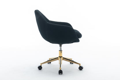 046-Mesh Fabric Home Office 360°Swivel Chair Adjustable Height With Gold Metal Base,Black