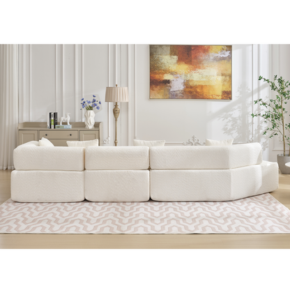 [NEW ARRIVED] [VIDEO PROVIDED]Modern Minimalist 140" L-Shape Couch ,No Assembly Required,Boucle,Modular Sofa ,Couch with Chaise,Free Combination Foam-Filled Sofa, 4 Seats,White