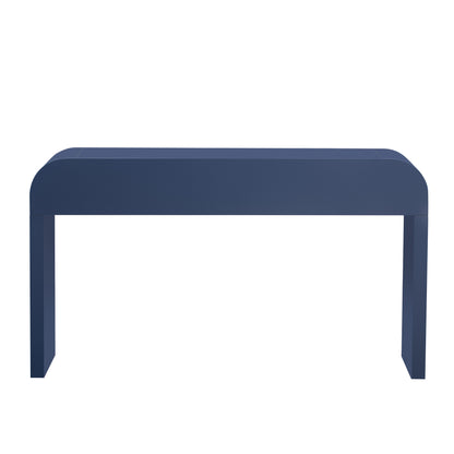 TREXM Unique Modern Rounded Silhouette and Smooth Surface Console Table with 2 Drawers for Living Room and Entryway(Navy Blue)