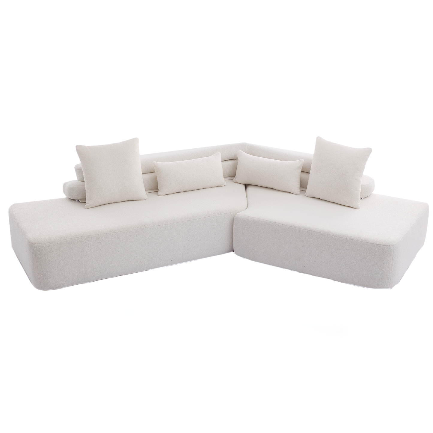 [NEW ARRIVED] [VIDEO PROVIDED] 128"Minimalist Cloud Sectional Couch ,Modern Couches ,4-Seater ,No Assembly,Two modular sofa,Boucle Teddy  Fabric, upholstered , anti-wrinkle fabric, Beige