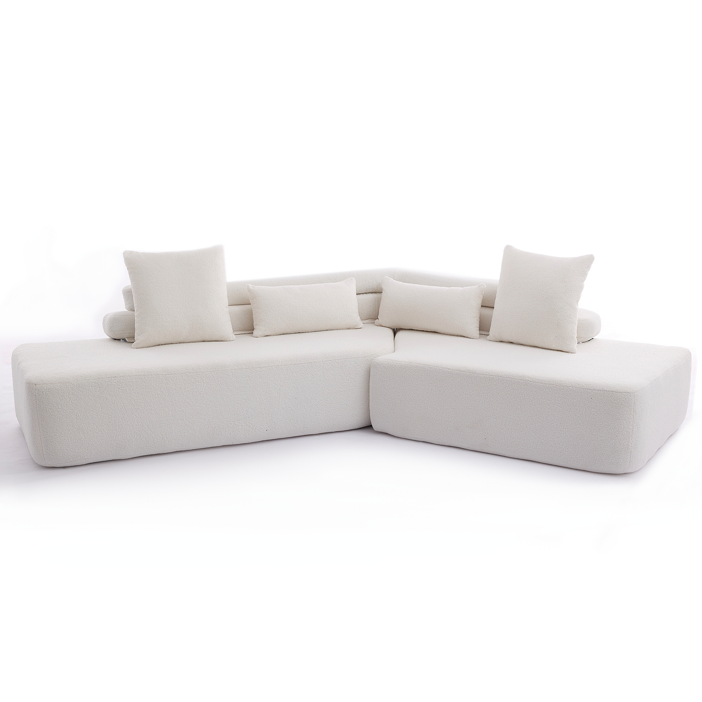 [NEW ARRIVED] [VIDEO PROVIDED] 128"Minimalist Cloud Sectional Couch ,Modern Couches ,4-Seater ,No Assembly,Two modular sofa,Boucle Teddy  Fabric, upholstered , anti-wrinkle fabric, Beige