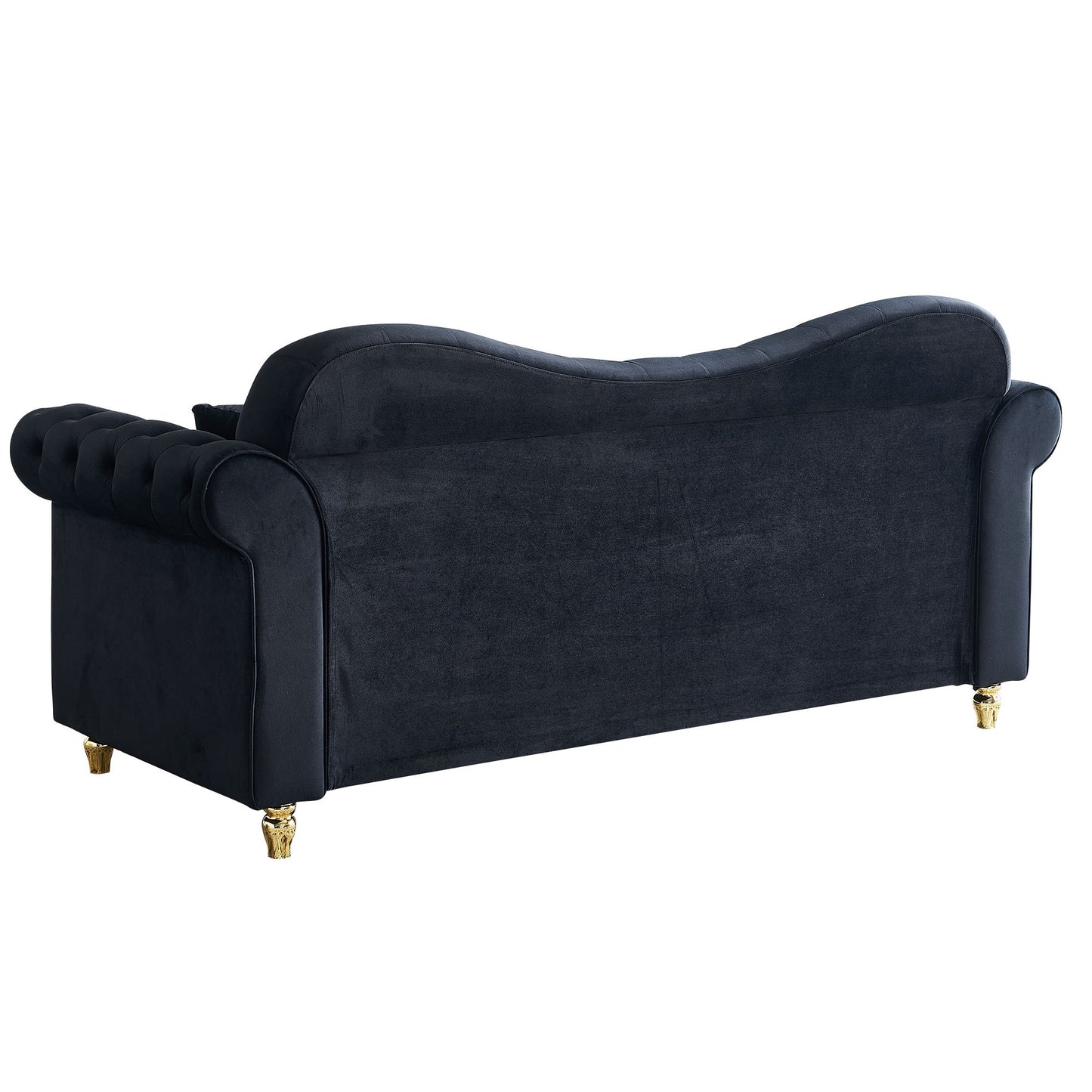 82.68'' Mid Century Modern Velvet Couch Chesterfield Sofa for Living Room,Hotel,Guest Room,Waiting Room, Black Color