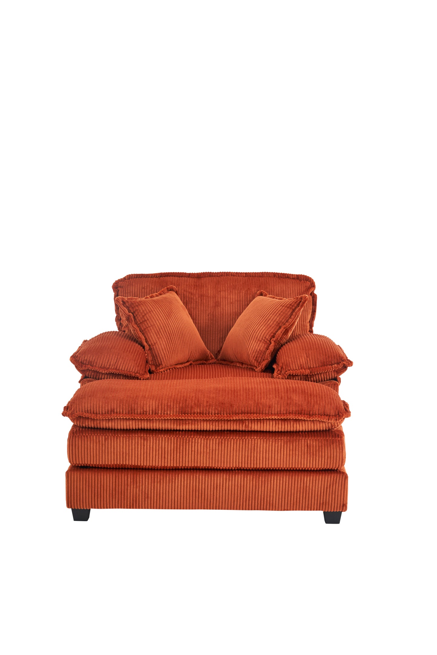 56.3 Inch Corduroy single sofa With  2 toss pillows and a ottoman ,Comfy Sofa- Deep Seat Couch for Living Room