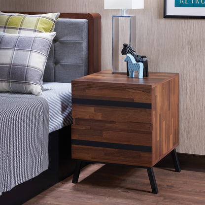 Walnut and Sandy Black 2-drawer Nightstand