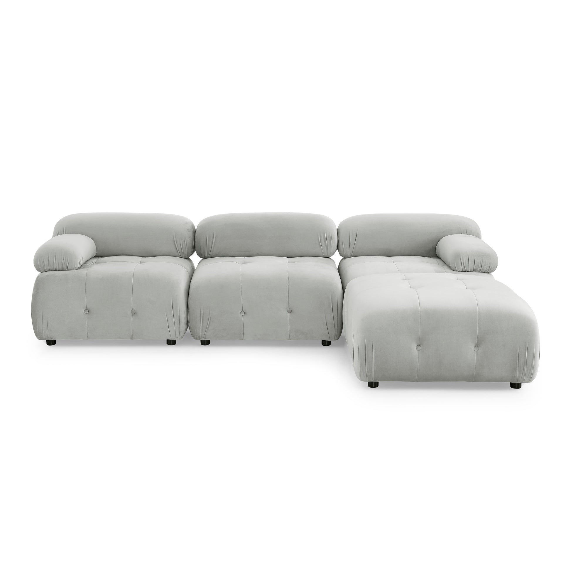 Modular Sectional Sofa, Button Tufted Designed and DIY Combination,L Shaped Couch with Reversible Ottoman, Grey Velvet