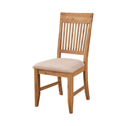 Slatted High Back Wooden Side Chair Set Of 2 Natural Brown And Beige