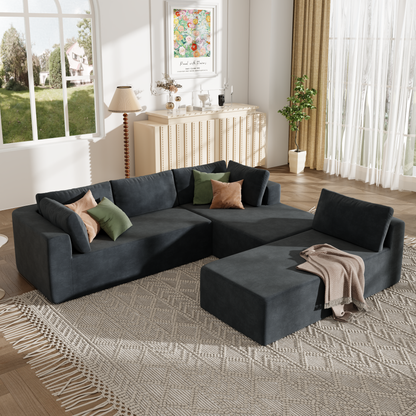 U_Style Modern Large Modular Sectional Sofa for Living Room, Bedroom, Salon, 3 Piece Free Combination