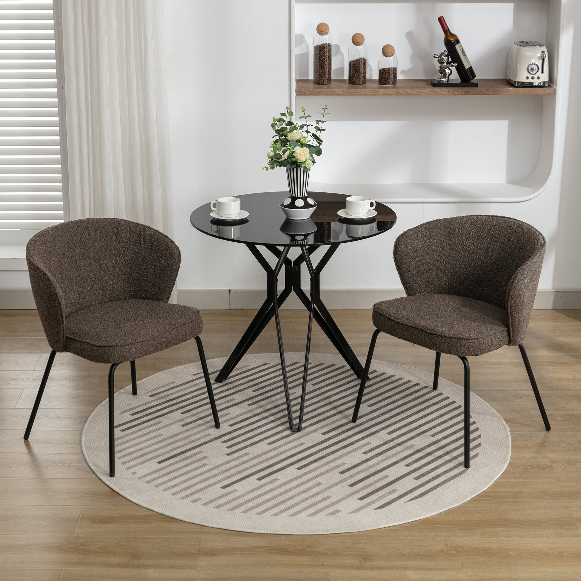 Retro Minimalist Modern Boucle Fabric Dining Chairs