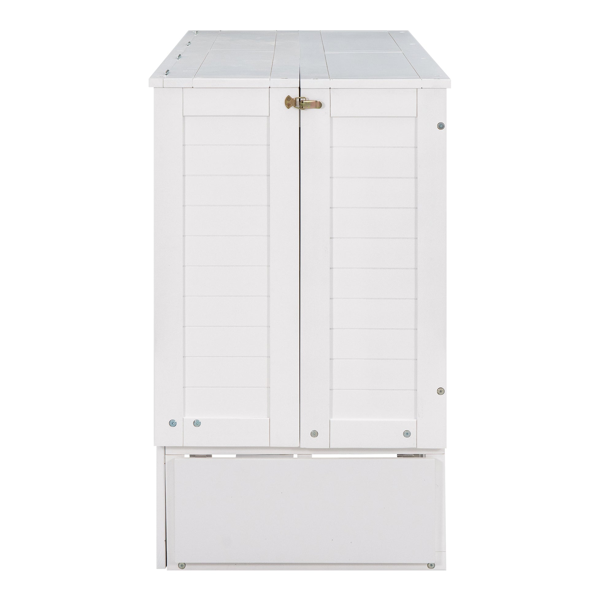 Queen Size Mobile Murphy Bed with Drawer and Little Shelves on Each Side,White