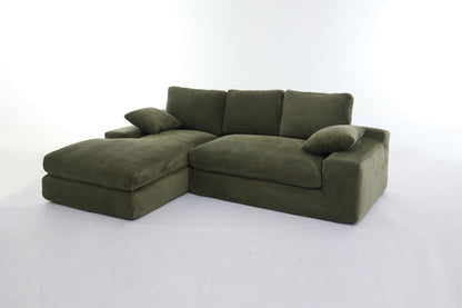 99*69" Modular Sectional Living Room Sofa Set, Modern Minimalist Style Couch, Upholstered Sleeper Sofa for Living Room, Bedroom, 2 PC Free Combination, Installation-free Sofa, L-Shape, Army Green