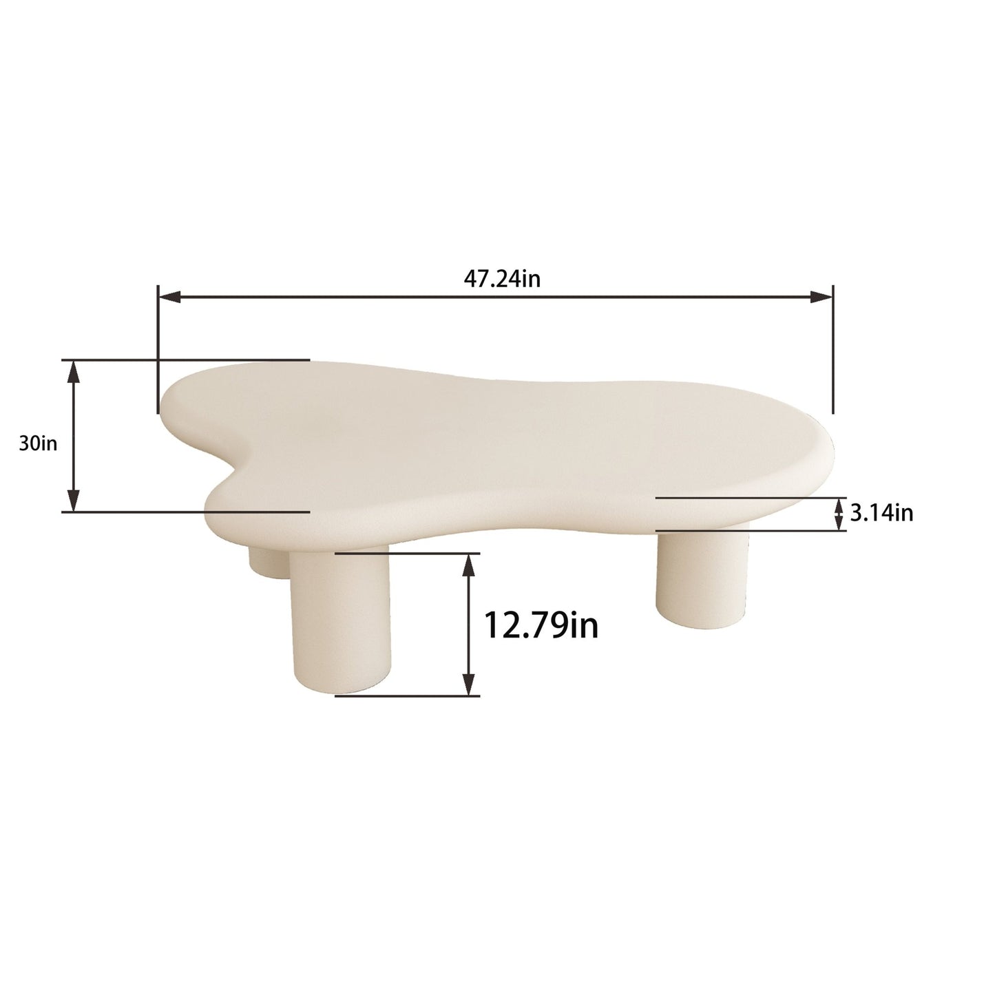 47 Inch Cloud Shaped Coffee Table for Living Room - Groovy Boardz