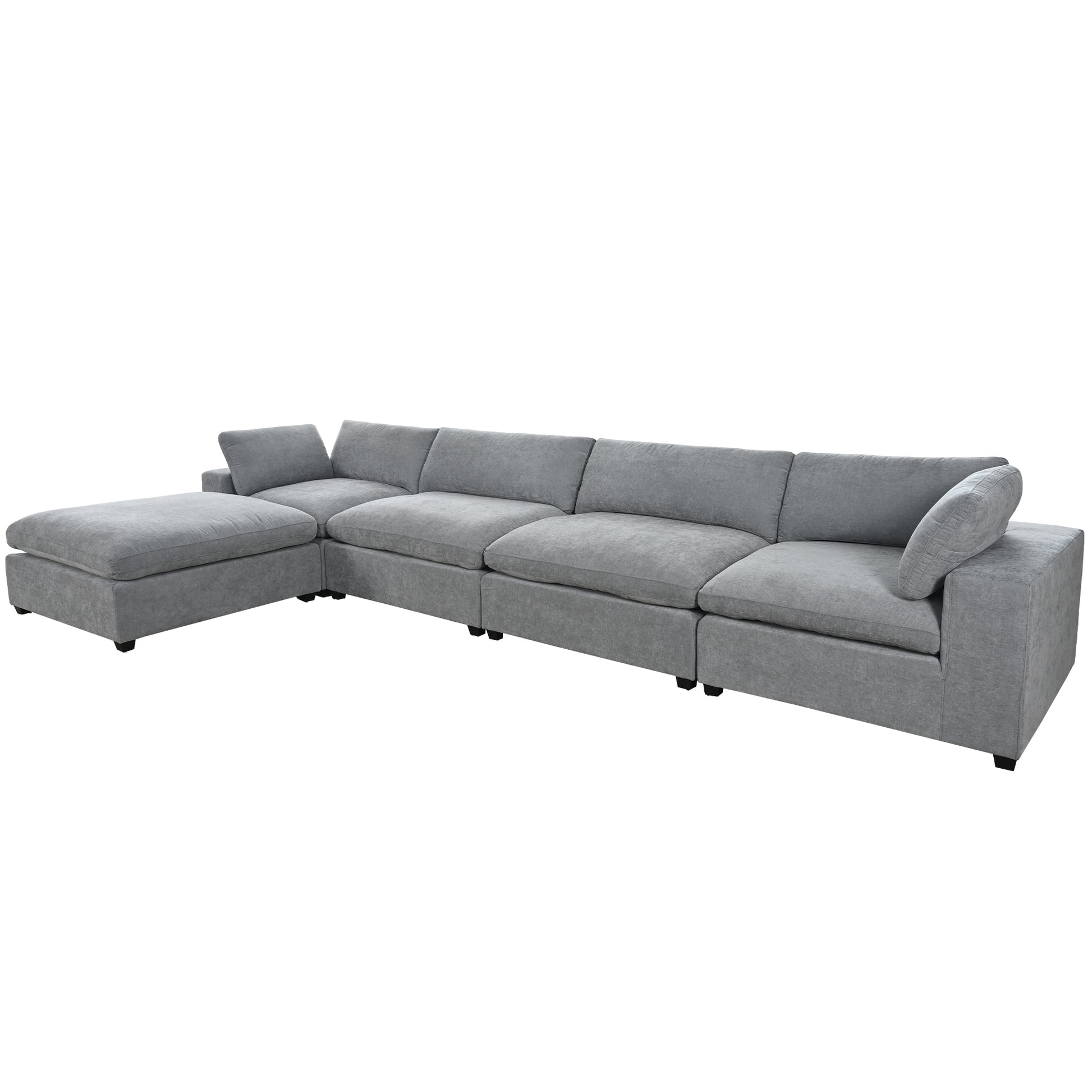 U-style Upholstered Oversize Modular Sofa with Removable Ottoman,Sectional sofa for Living Room Apartment(5-Seater)