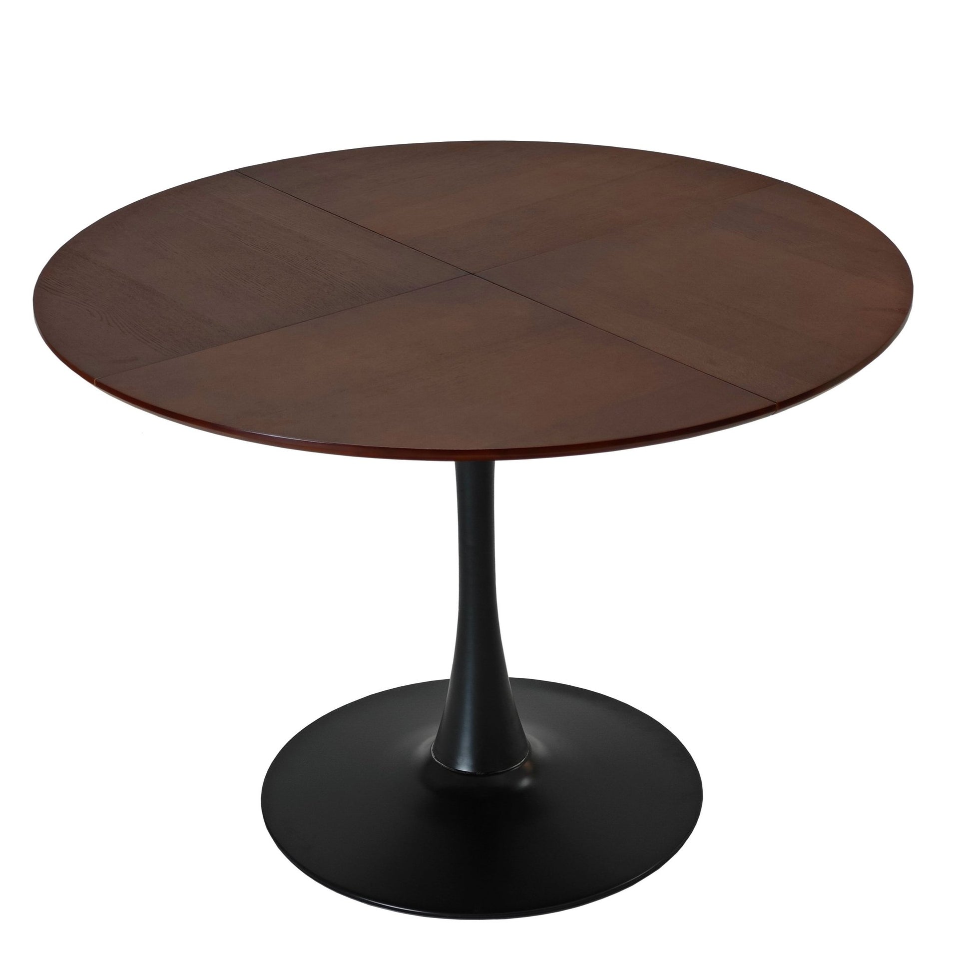 47.24"Modern Round Dining Table,Four Patchwork Tabletops with OAK Color Solid Wood Grain Table Top,Metal Base Dining Table, End Table Leisure Coffee Table - Groovy Boardz