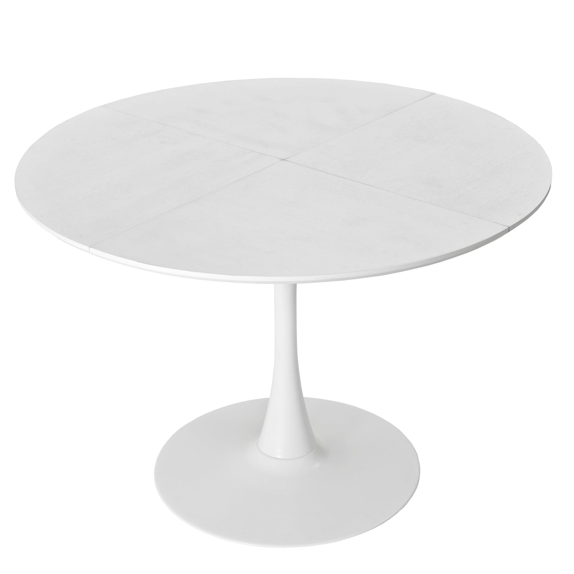 47.24"Modern Round Dining Table,Four Patchwork Tabletops with White Color Solid Wood Grain Table Top,Metal Base Dining Table, End Table Leisure Coffee Table - Groovy Boardz