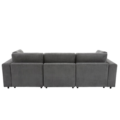 [ Video Provided]U_STYLE 105'' 3 Seater Sofa with Removable Back Cushions and 5 Pillows , for Living Room, Apartment, Spacious Space