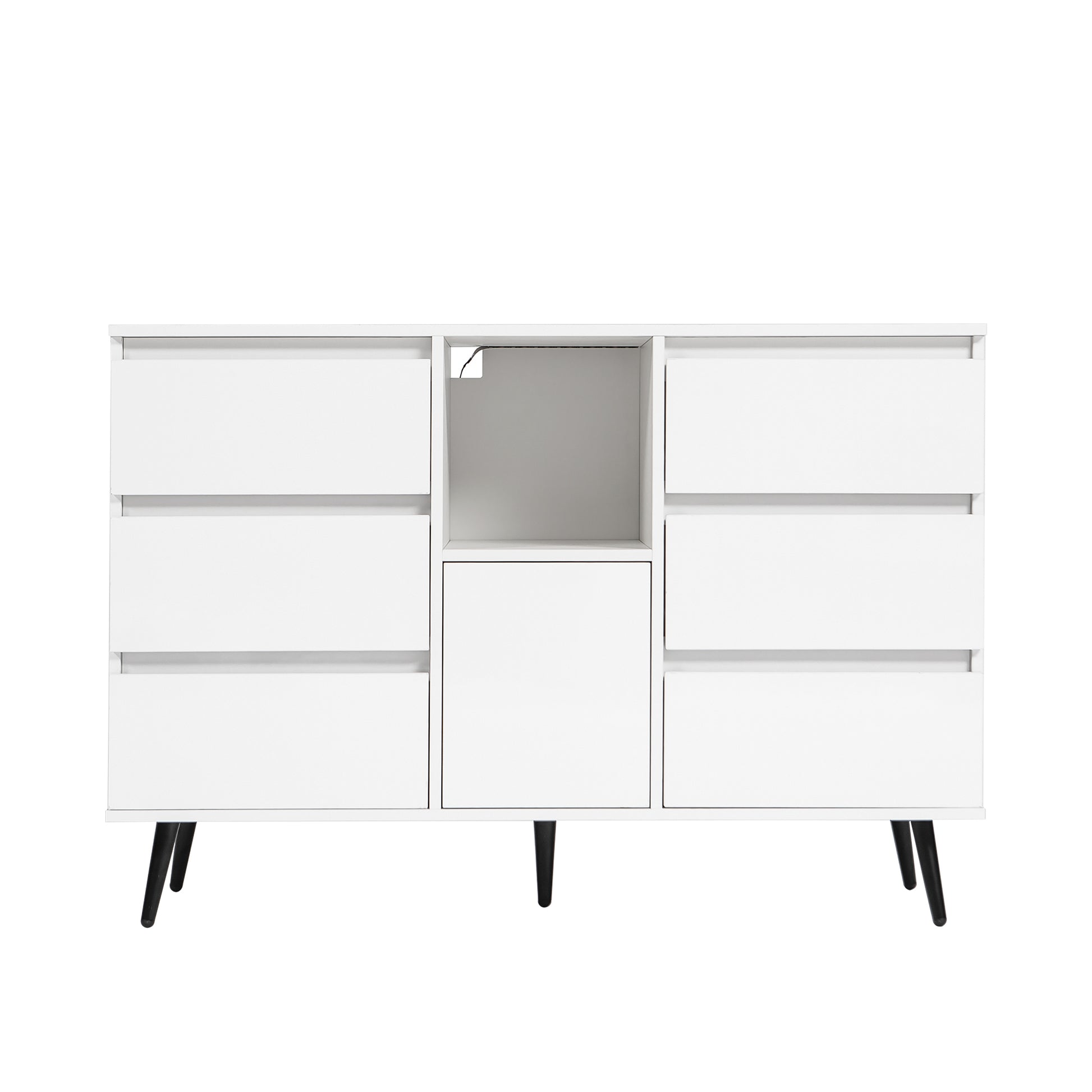 Living Room Sideboard Storage Cabinet White High Gloss with LED Light, Modern Kitchen Unit Cupboard Buffet Wooden Storage Display Cabinet