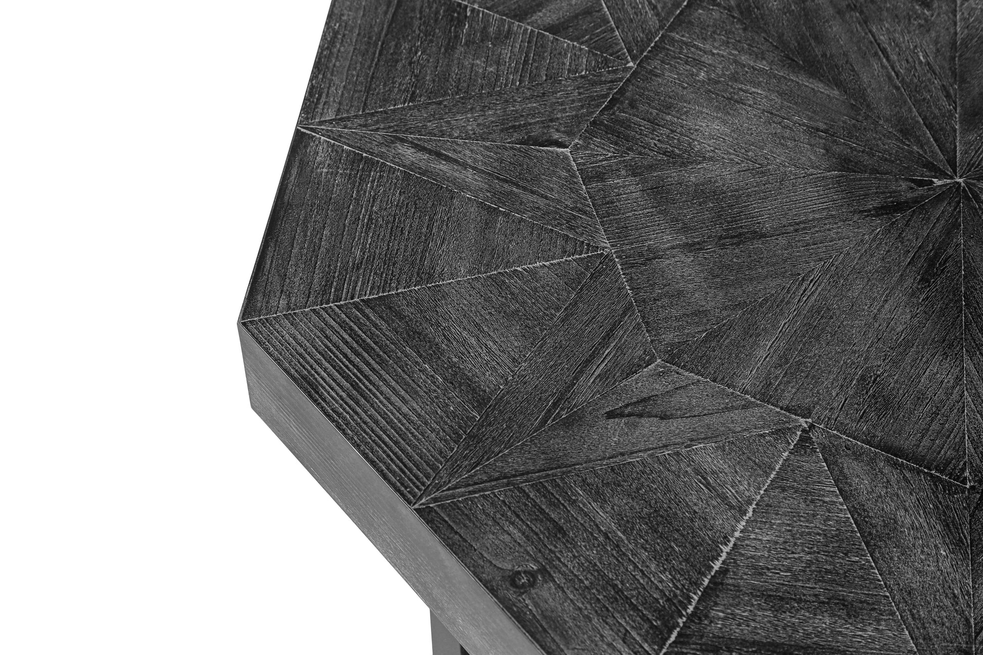 Wood Octagonal Vintage Patchwork Craft Farmhouse 30 Inch Wooden Table Top  Cross Metal Legs Coffee Table for Living Room(Antique Black)