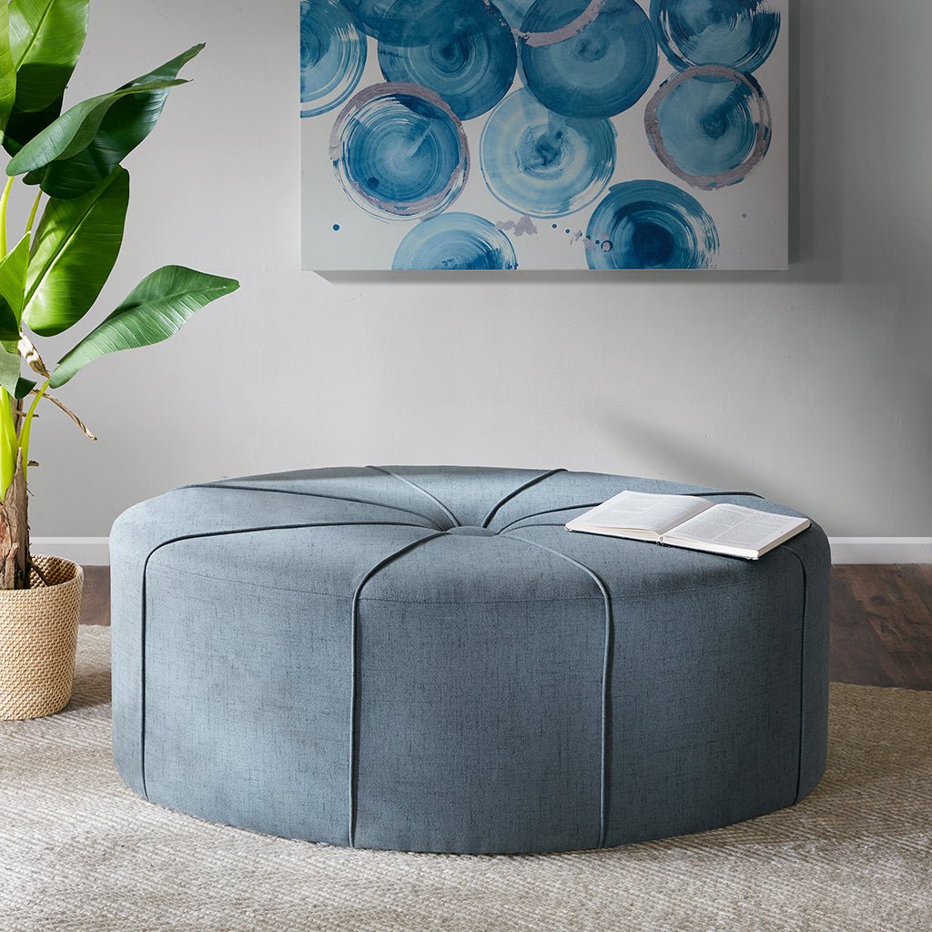 48" Ottoman,Polyester Fabric Large Cocktail Ottoman Modern Style For Living Room, Blue - Groovy Boardz