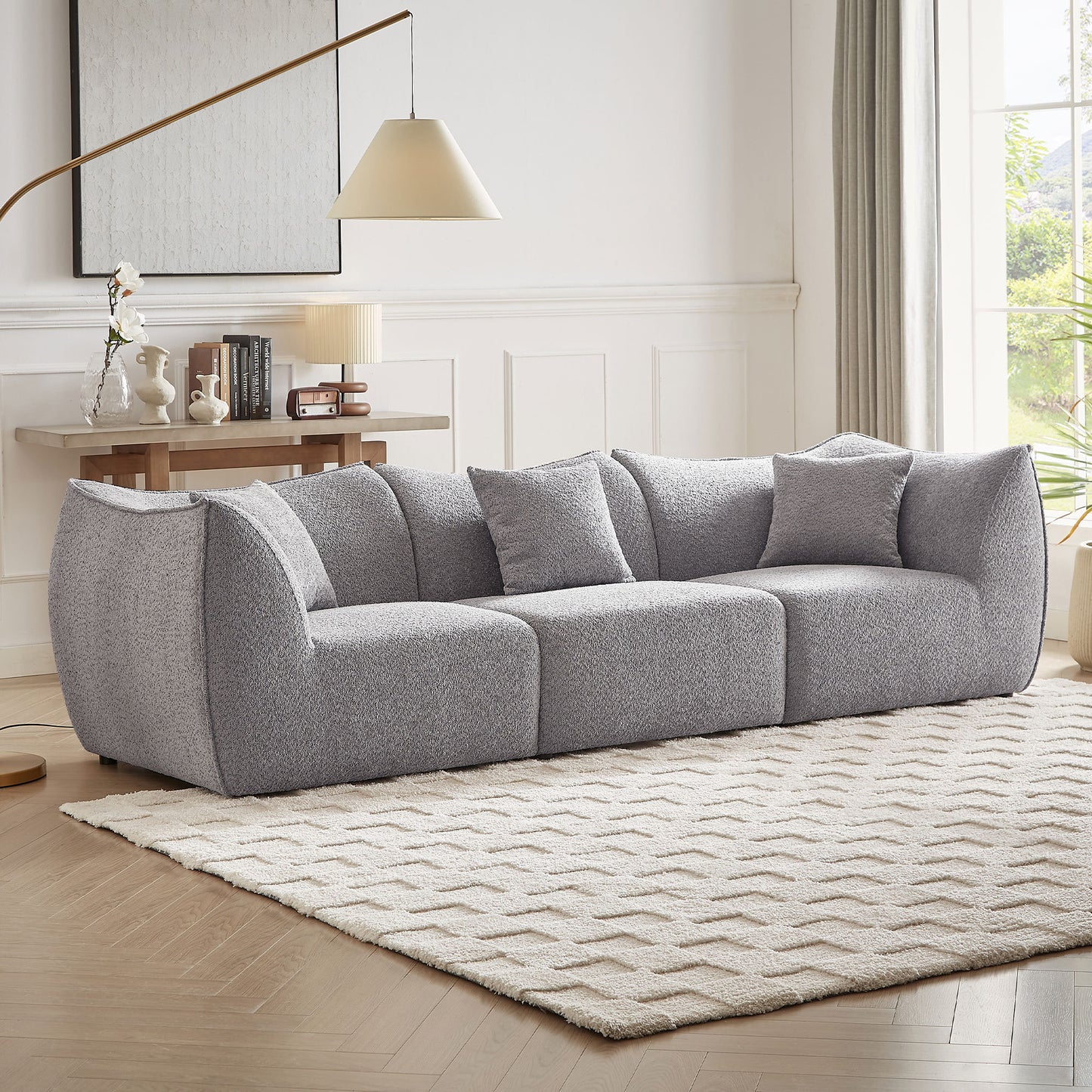 111 inch Sofa, Comfy Sofa Couch with  Deep Seats Modern Sofa- 3 Seater Sofa, Couch for Living Room Apartment Lounge GREY