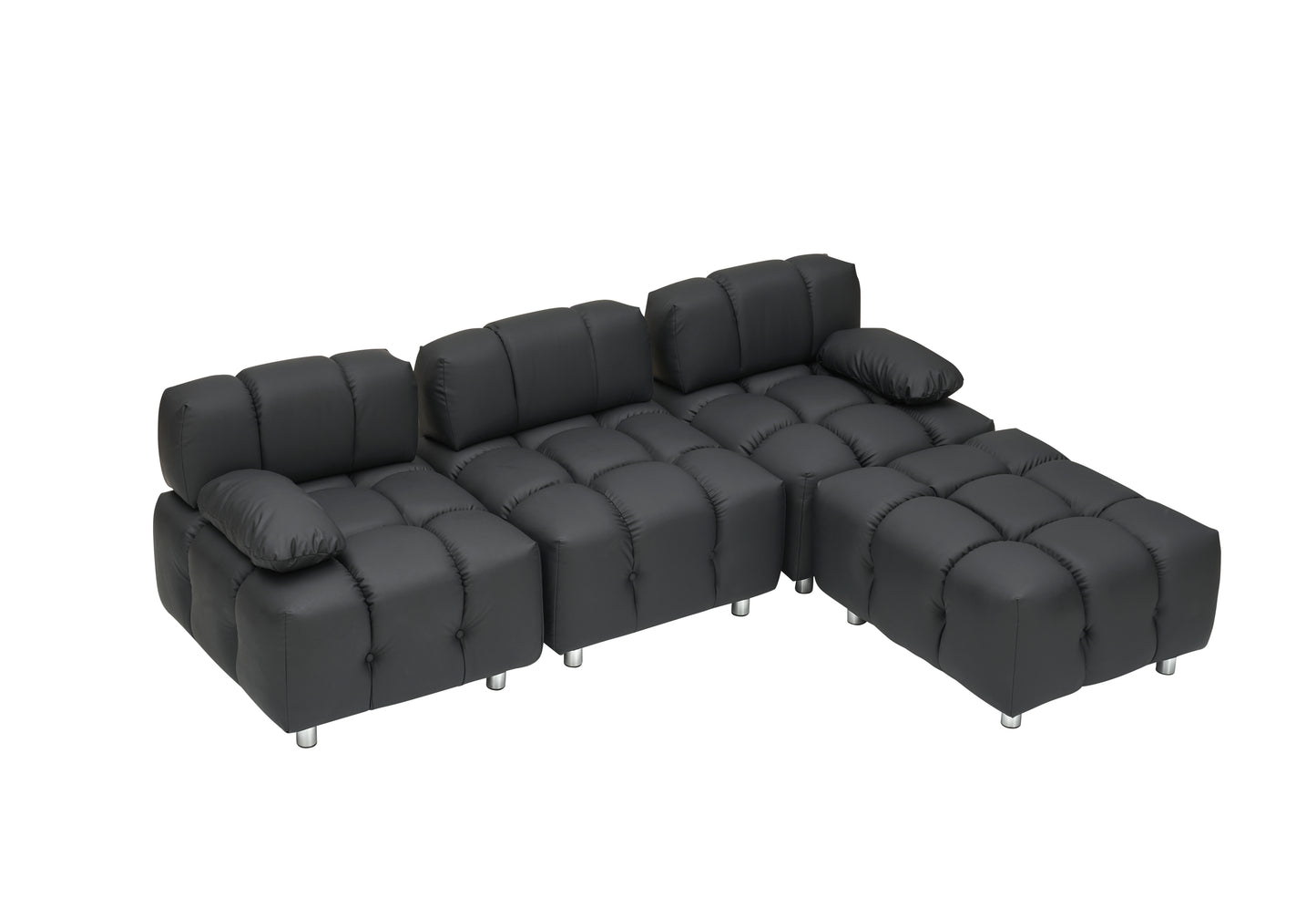 A 90.60-inch technology cloth black sofa, waterproof, stain and cat scratch resistant, can comfortably sit in the apartment bedroom without taking up space.