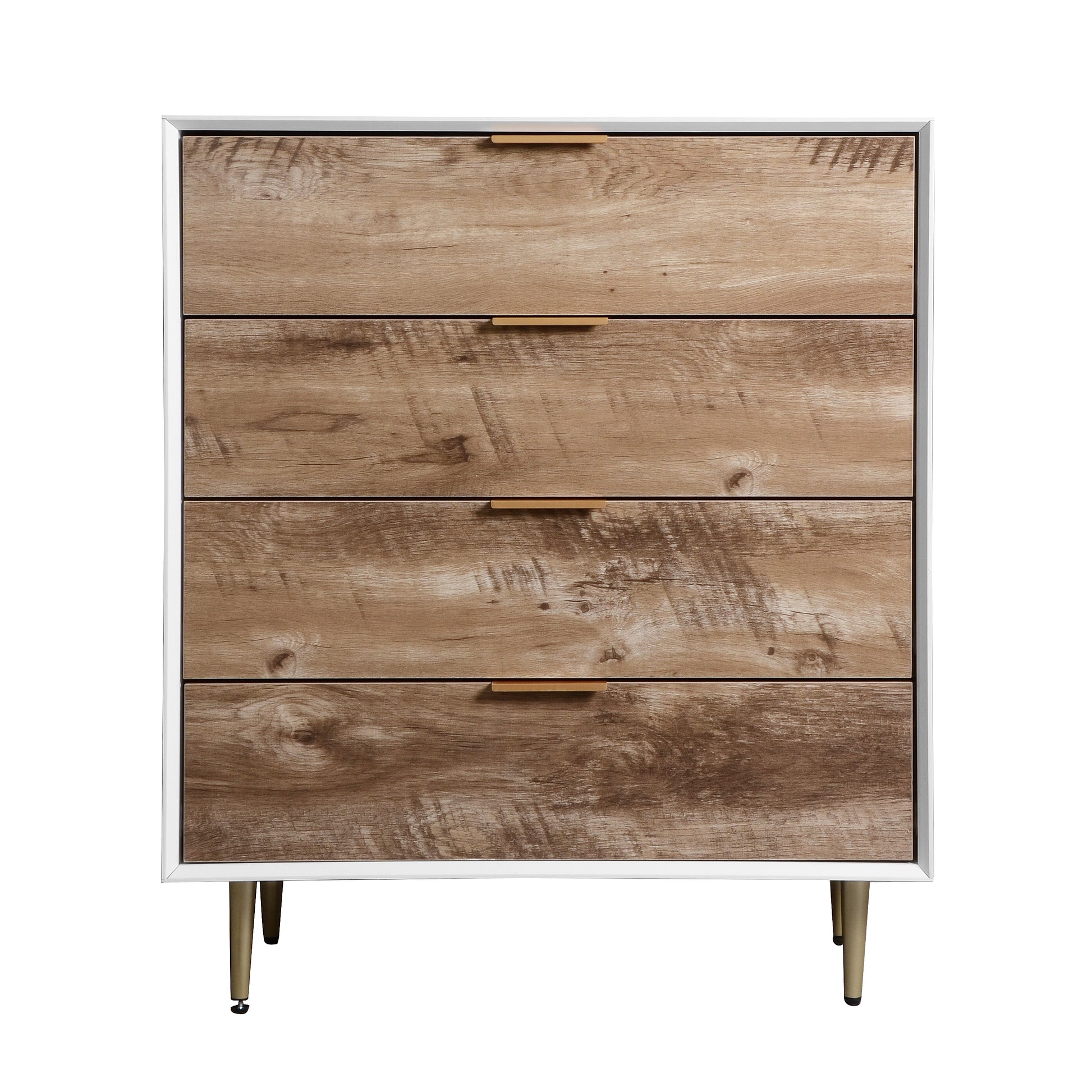 Wooden Tall 4 Drawer Dresser,Chest of Drawers with 4 Metal Legs, Anti-Tipping Device for Bedroom,Living Room