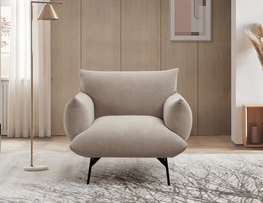 Oversized Living Room Accent Armchair Upholstered-Single Sofa Chair, Mid-Century Modern Comfy Fabric Armchair with Metal Leg for Bedroom Living Room Apartment