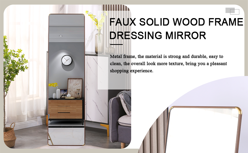 The 4th generation floor standing full-length rearview mirror. Pear wood framed wall mirror, bathroom makeup mirror, bedroom foyer, clothing store, wall mounted. 60 "* 16.5"