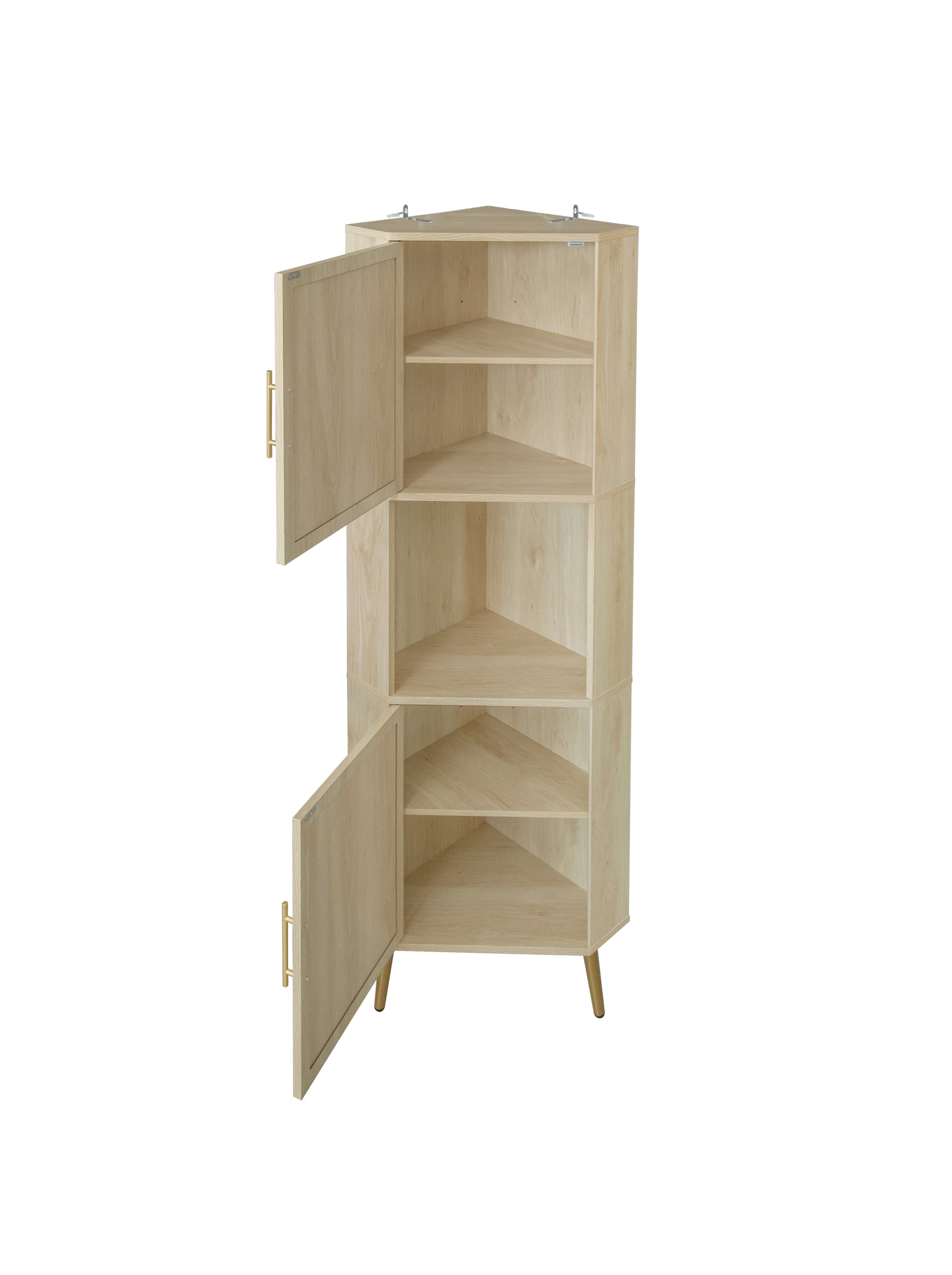 Corner cabinet ,Rattan door,Freestanding Corner Tables For Small Spaces, Corner Shelf Stand For Living Room, Kitchen, Bathroom, Bedroom