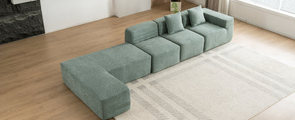 116.5" Sectional Sofa Full-compressed Sofa Couch Free-combined Sofa for Living Room, Green