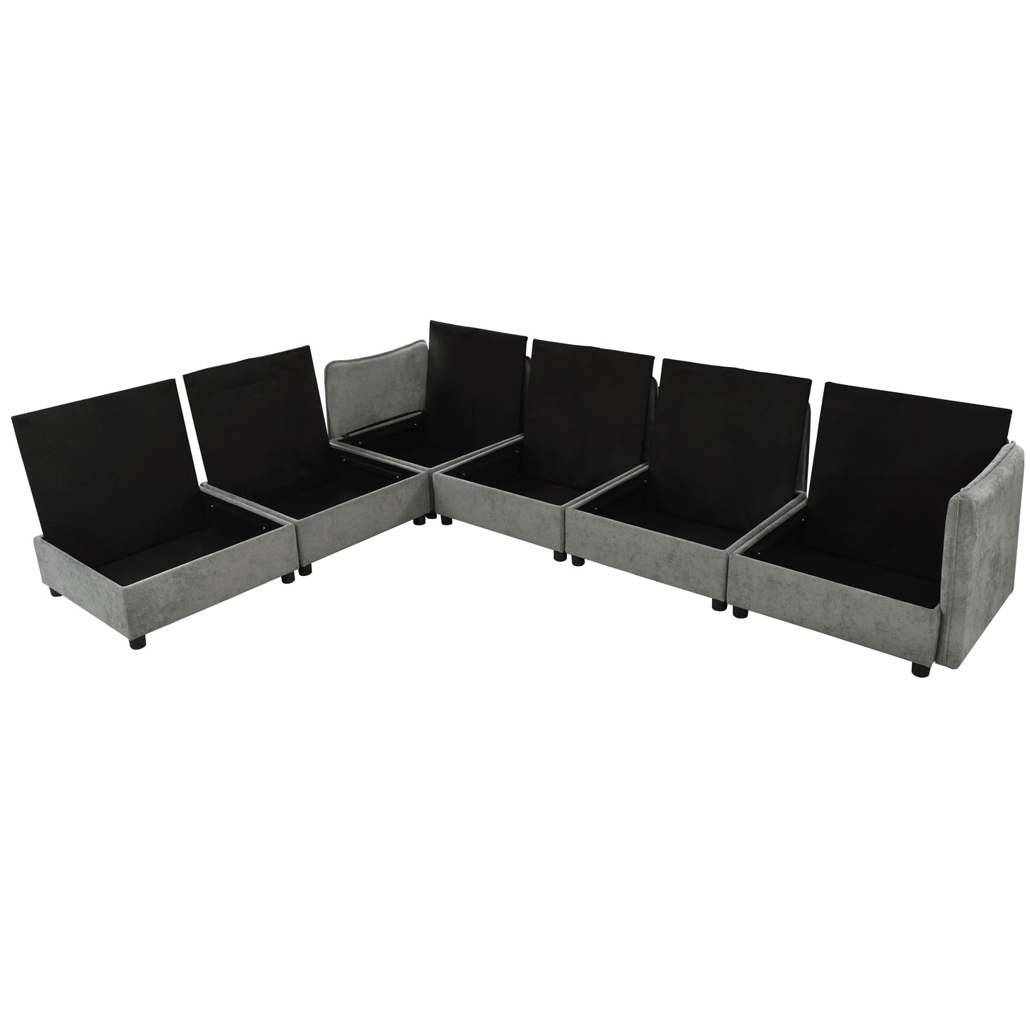 U_Style Double-Layer Cushion Modern Large U-Shaped Modular Sofa, Freely Combinable 6-Seater with Storage Function, Convertible to Sofa Bed, Perfect for Living Rooms, Offices, and Apartments