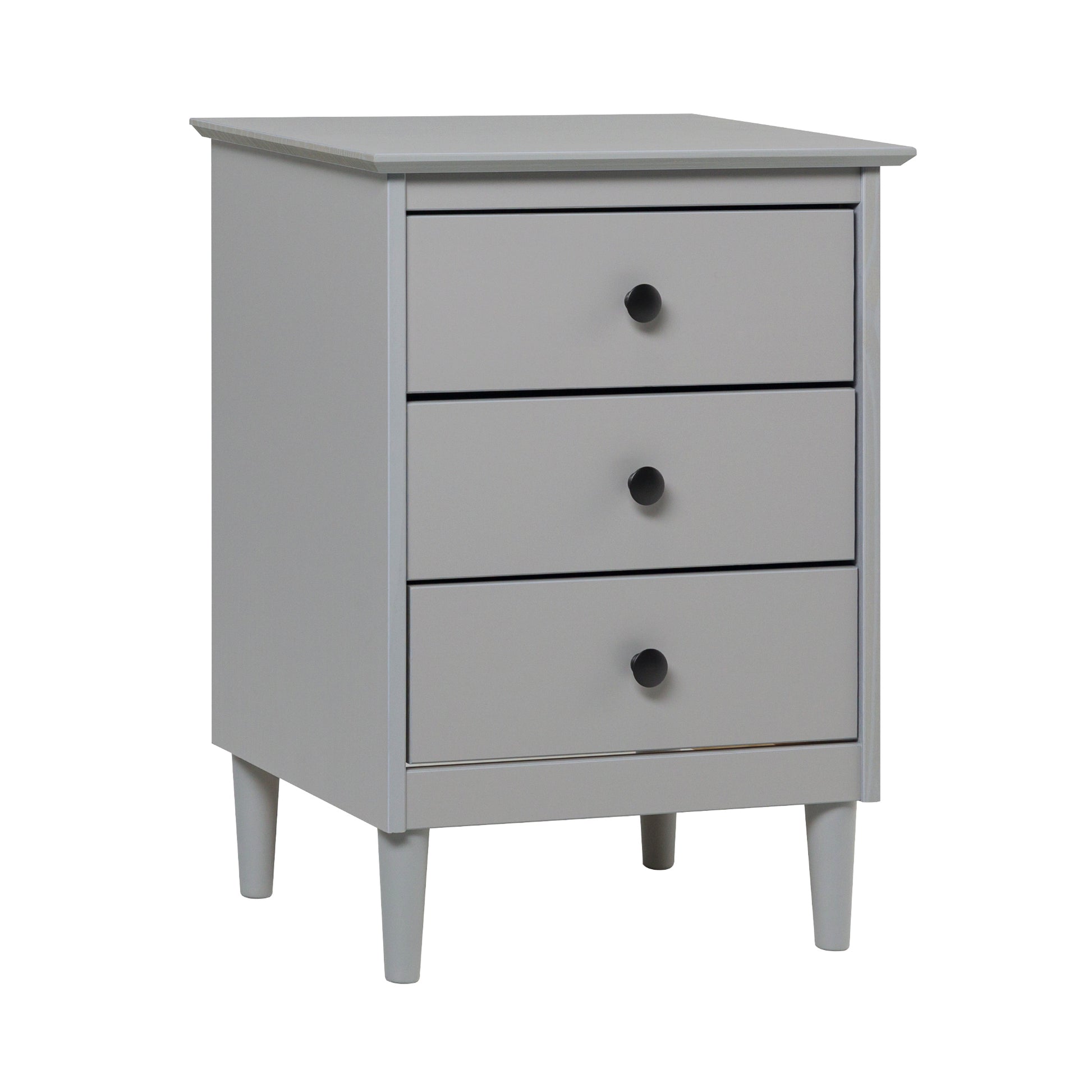 Classic Solid Wood 3-Drawer Nightstand – Grey