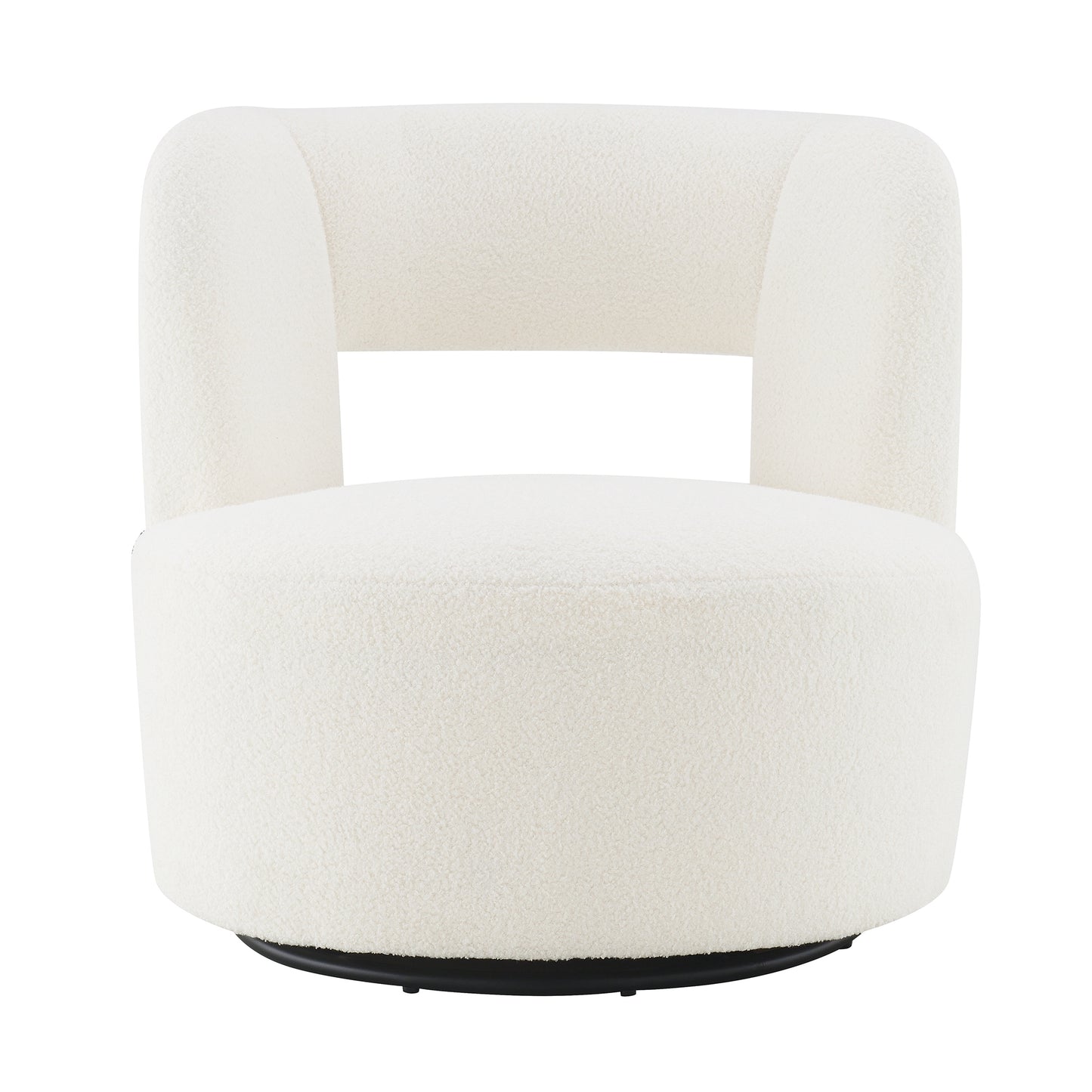 Swivel Barrel Chair with Soft Teddy Fabric, Comfy Round Accent Chair for Living Room.Upholstered Performance Fabric for Living Room Bedroom Reading Waitingroom,1 PC,Teddy Cream