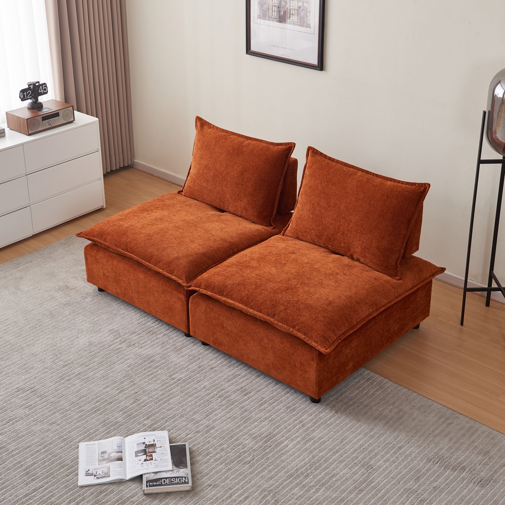 Modern 2-Seater Armless Sofa Couch for Living Room - Modular Design, Ultra-Soft Chenille Fabric, Easy Assembly, Sturdy Frame, Stylish and Comfortable - Perfect for Apartments