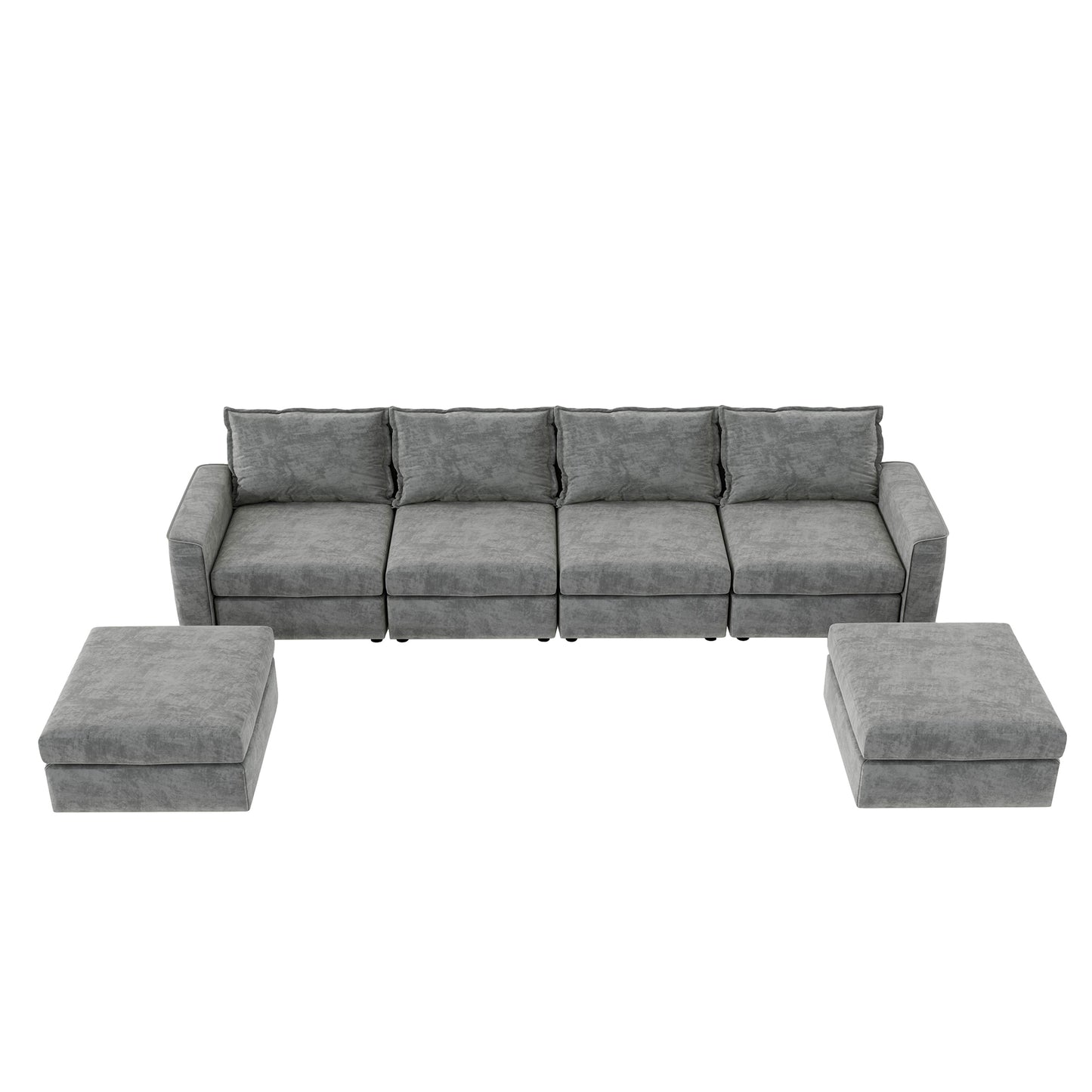 [VIDEO provided][New]115*58" Chenille Modular Sectional Sofa,U Shaped Reversible Couch,Free Combination,6 Seat Sleeper Sofa Bed with Ottoman,Convertible Oversized Indoor Furniture for Living Room,Gray