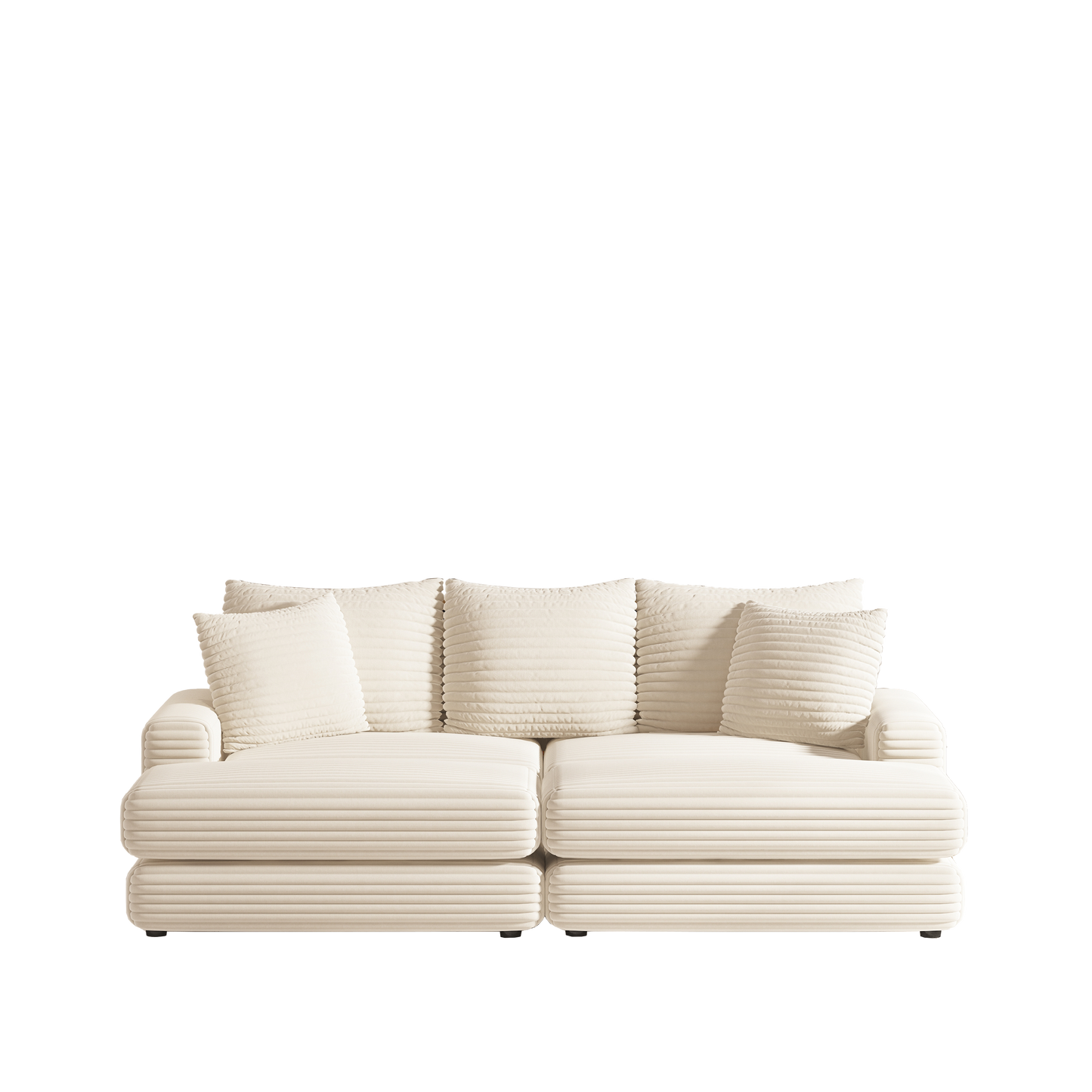 86.6Inch Corduroy 3-seater sofa With 3 back pillows , 2 toss pillows and two ottoman ,Comfy Sofa- Deep Seat Couch for Living Room