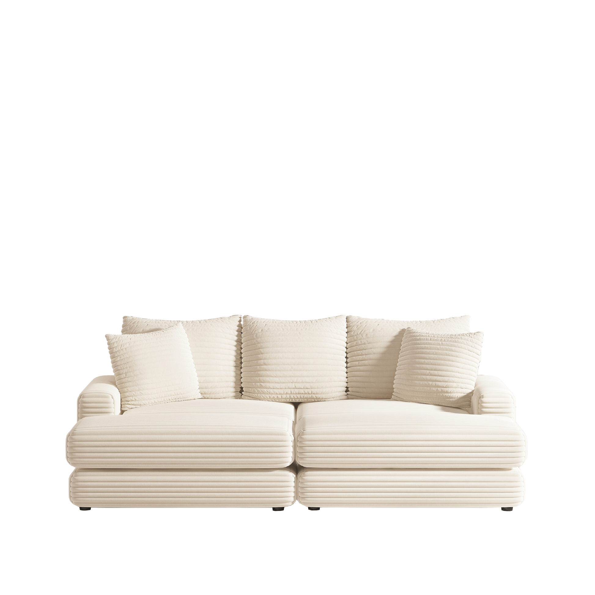 86.6Inch Corduroy 3-seater sofa With 3 back pillows , 2 toss pillows and two ottoman ,Comfy Sofa- Deep Seat Couch for Living Room